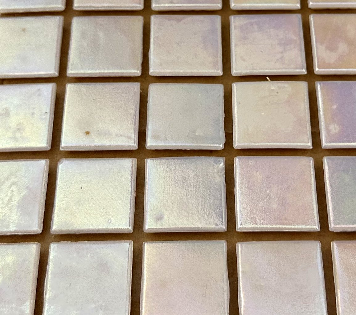 225 Full Sheet Rosy White Iridescent 20mm Mosaic Tiles